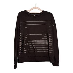 Fabletics black logo pullover crew neck sweatshirt size medium women’s long slee